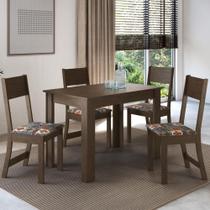 Conjunto Sala de Jantar Fidelitá Veneza Com 4 Cadeiras Noce/Off-White Assento Alaska