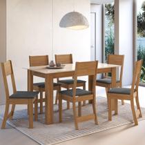 Conjunto Sala de Jantar Fidelitá Veneza Com 6 Cadeiras Freijó/Off-White Assento Grafite Conjunto Sala de Jantar Fidelitá Veneza Com 6 Cadeiras Freijó/Off-White Assento Grafite