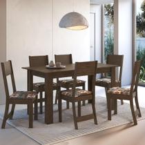 Conjunto Sala de Jantar Fidelitá Veneza Com 6 Cadeiras Noce/Off-White Assento Alaska
