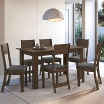 Conjunto Sala de Jantar Fidelitá Veneza Com 6 Cadeiras Noce/Off-White Assento Grafite