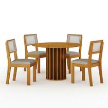 Conjunto Sala de Jantar Flora 1,08m tampo MDF com 4 Cadeiras Conjunto Sala de Jantar Flora 1,08m tampo MDF com 4 Cadeiras
