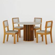 Conjunto Sala de Jantar Flora 1,08m tampo vidro com 4 Cadeiras Conjunto Sala de Jantar Flora 1,08m tampo vidro com 4 Cadeiras