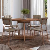 Conjunto Sala de Jantar Fontana 4 Cadeiras Carraro Areia/Rose/Nogal Conjunto Sala de Jantar Fontana 4 Cadeiras Carraro Areia/Rose/Nogal
