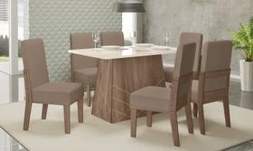 Conjunto sala de jantar gaia 1,35 com 6 cadeiras amendoa 73b