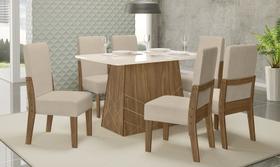 Conjunto sala de jantar gaia 1,35 com 6 cadeiras cedro 74b
