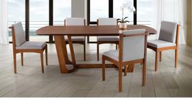 Conjunto Sala de Jantar Gemini Mesa 2 Metros com 6 Cadeiras Estofadas - Made Wood