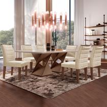 Conjunto Sala de Jantar Genova Tampo Vidro/MDF com 6 Cadeiras Genova Smart Plus