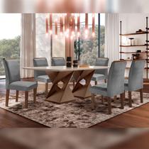 Conjunto Sala De Jantar Genova Tampo Vidro/MDF com 6 Cadeiras Luísa Smart Plus Cel Móveis