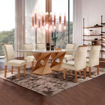 Conjunto Sala de Jantar Genova Tampo Vidro/MDF com 6 Cadeiras Luísa Smart Plus