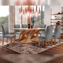 Conjunto Sala De Jantar Genova Tampo Vidro/MDF com 6 Cadeiras Luísa Smart Plus Cel Móveis