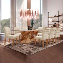 Conjunto Sala De Jantar Genova Tampo Vidro/MDF com 8 Cadeiras Genova Smart Plus