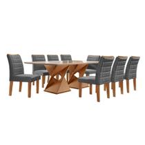 Conjunto Sala de Jantar Genova Tampo Vidro/mdf com 8 Cadeiras Genova Smart Plus