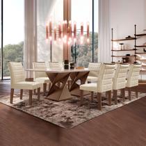 Conjunto Sala de Jantar Genova Tampo Vidro/mdf com 8 Cadeiras Genova Smart Plus