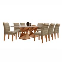 Conjunto Sala de Jantar Genova Tampo Vidro/mdf com 8 Cadeiras Genova Smart Plus