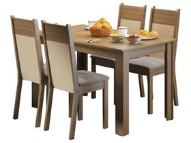 Conjunto Sala De Jantar Havana Madesa Mesa Tampo De Madeira Com 4 Cadeiras Rustic-crema-pérola
