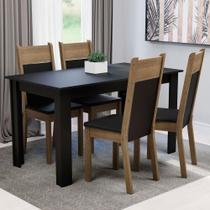 Conjunto Sala de Jantar Havana Madesa Mesa Tampo de Madeira com 4 Cadeiras Rustic, Preto