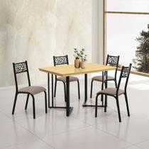 Conjunto Sala de Jantar Industrial Michigan 1,20 Tampo Imbuia com 4 Cadeiras Jasmin Assento Bege
