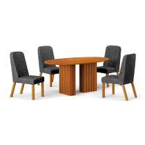 Conjunto Sala de Jantar Ísis 135cm com 6 Cadeiras Tampo Orgânico s/ Vidro Cinamomo Conjunto Sala de Jantar Ísis 135cm com 6 Cadeiras Tampo Orgânico s/ Vidro Cinamomo