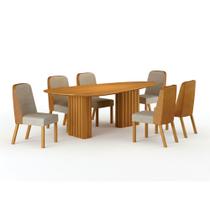 Conjunto Sala de Jantar Ísis 180cm com 6 Cadeiras Tampo Orgânico s/ Vidro Cinamomo Conjunto Sala de Jantar Ísis 180cm com 6 Cadeiras Tampo Orgânico s/ Vidro Cinamomo