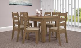 CONJUNTO SALA DE JANTAR ITALIA 1,35 COM 6 CADEIRAS Cedro 51C