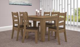 CONJUNTO SALA DE JANTAR ITALIA 1,35 COM 6 CADEIRAS Cedro 61C