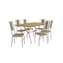 Conjunto Sala de Jantar Kappesberg Crome Tampo de Madeira 6 Cadeiras Cromado Marrom