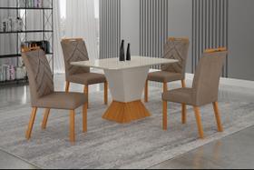 Conjunto Sala de Jantar Larissa 1,20m tampo copo off com 4 Cadeiras Conjunto Sala de Jantar Larissa 1,20m tampo copo off com 4 Cadeiras