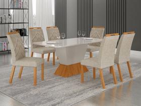 Conjunto Sala de Jantar Larissa 1,80m tampo copo off com 6 Cadeiras Conjunto Sala de Jantar Larissa 1,80m tampo copo off com 6 Cadeiras