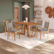 Conjunto Sala De Jantar Lina Em Madeira Maciça 6 Cadeiras Boucle Cinza