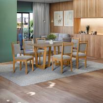 Conjunto Sala de Jantar Lina em Madeira Maciça 6 Cadeiras Boucle Cinza Conjunto Sala de Jantar Lina em Madeira Maciça 6 Cadeiras Boucle Cinza