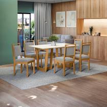 Conjunto Sala de Jantar Lina em Madeira Maciça 6 Cadeiras Boucle Cinza Conjunto Sala de Jantar Lina em Madeira Maciça 6 Cadeiras Boucle Cinza
