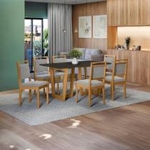 Conjunto Sala de Jantar Lina em Madeira Maciça 6 Cadeiras Boucle Cinza Conjunto Sala de Jantar Lina em Madeira Maciça 6 Cadeiras Boucle Cinza