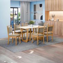 Conjunto Sala De Jantar Lina Em Madeira Maciça 6 Cadeiras Linho Fendi Conjunto Sala De Jantar Lina Em Madeira Maciça 6 Cadeiras Linho Fendi