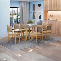 Conjunto Sala De Jantar Lina Em Madeira Maciça 6 Cadeiras Linho Fendi Conjunto Sala De Jantar Lina Em Madeira Maciça 6 Cadeiras Linho Fendi