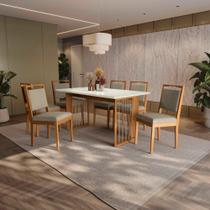 Conjunto Sala De Jantar Lina Em Madeira Maciça 6 Cadeiras Linho Fendi Conjunto Sala De Jantar Lina Em Madeira Maciça 6 Cadeiras Linho Fendi