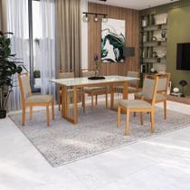 Conjunto Sala De Jantar Lina Em Madeira Maciça 6 Cadeiras Linho Fendi Conjunto Sala De Jantar Lina Em Madeira Maciça 6 Cadeiras Linho Fendi