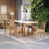 Conjunto Sala de Jantar Lina em Madeira Maciça 6 Cadeiras Linho Fendi Conjunto Sala de Jantar Lina em Madeira Maciça 6 Cadeiras Linho Fendi