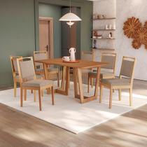 Conjunto Sala de Jantar Lina em Madeira Maciça 6 Cadeiras Linho Fendi Conjunto Sala de Jantar Lina em Madeira Maciça 6 Cadeiras Linho Fendi
