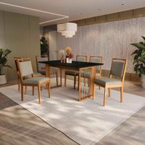 Conjunto Sala de Jantar Lina em Madeira Maciça 6 Cadeiras Linho Fendi Conjunto Sala de Jantar Lina em Madeira Maciça 6 Cadeiras Linho Fendi