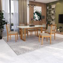 Conjunto Sala de Jantar Lina em Madeira Maciça 6 Cadeiras Linho Fendi Conjunto Sala de Jantar Lina em Madeira Maciça 6 Cadeiras Linho Fendi