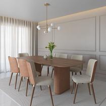 Conjunto Sala de Jantar Lintz Retangular com 8 Cadeiras Giratórias com Pés em Madeira Maciça Dakota Conjunto Sala de Jantar Lintz Retangular com 8 Cadeiras Giratórias com Pés em Madeira Maciça Dakota