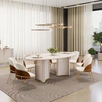 Conjunto Sala de Jantar Liz Tampo Elipse com Vidro Orgânico 218cm com 8 Cadeiras Vitta Conjunto Sala de Jantar Liz Tampo Elipse com Vidro Orgânico 218cm com 8 Cadeiras Vitta