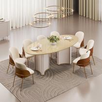 Conjunto Sala de Jantar Liz Tampo Elipse com Vidro Orgânico 218cm com 8 Cadeiras Vitta Conjunto Sala de Jantar Liz Tampo Elipse com Vidro Orgânico 218cm com 8 Cadeiras Vitta