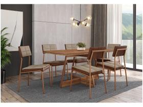 Conjunto Sala de Jantar Loanda 6 Cadeiras Carraro Areia/Rose/Nogal Conjunto Sala de Jantar Loanda 6 Cadeiras Carraro Areia/Rose/Nogal