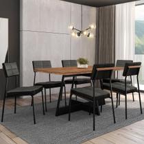 Conjunto Sala de Jantar Loanda 6 Cadeiras Carraro Grafite/Preto/Nogal Conjunto Sala de Jantar Loanda 6 Cadeiras Carraro Grafite/Preto/Nogal