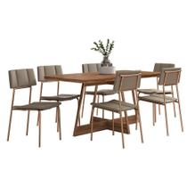 Conjunto Sala de Jantar Los Angeles 6 Cadeiras Carraro Areia/Rose/Nogal