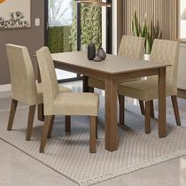 Conjunto Sala de Jantar Lótus Mesa Tampo de Madeira 4 Cadeiras Rustic/Crema/Suede Imperial Madesa