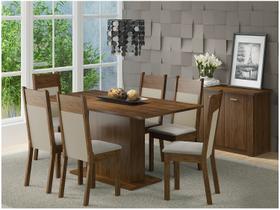 Conjunto Sala de Jantar Lousiana Madesa Mesa Tampo de Madeira com 6 Cadeiras Conjunto Sala de Jantar Lousiana Madesa Mesa Tampo de Madeira com 6 Cadeiras