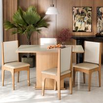Conjunto Sala De Jantar Luana Mesa Tampo Em Madeira Com 4 Cadeiras Estofada