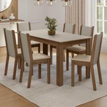 Conjunto Sala de Jantar Lucena Mesa Tampo de Madeira 6 Cadeiras Madesa Conjunto Sala de Jantar Lucena Mesa Tampo de Madeira 6 Cadeiras Madesa